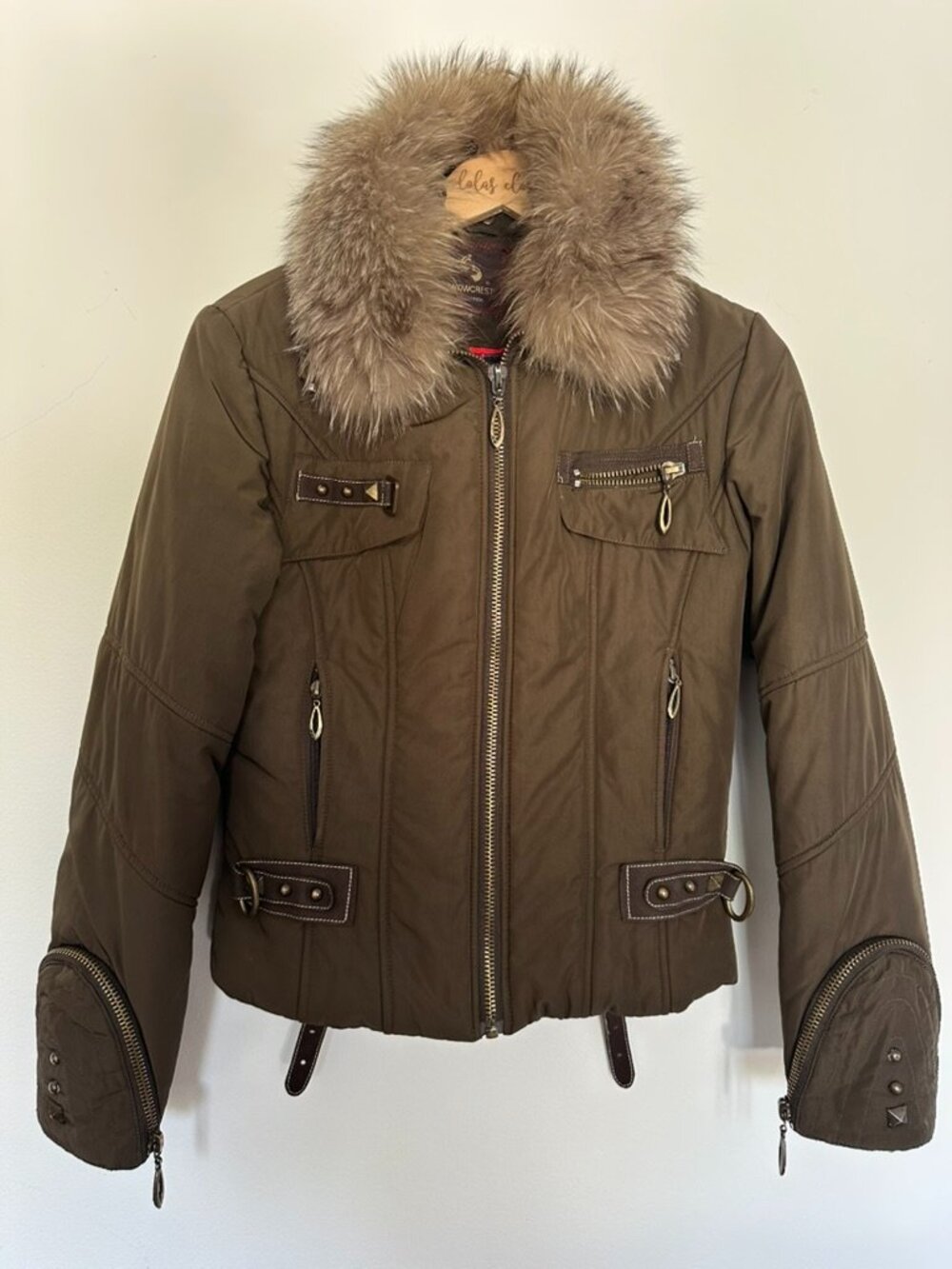 SNOWCREST BROWN MILITARY STYLE  PUFFER JACK GIRLS MED.